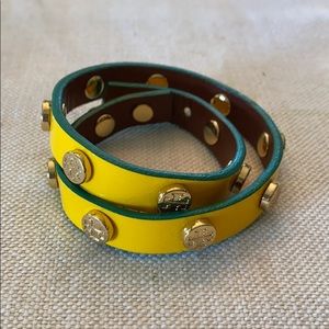 Tory Burch Double Wrap Bracelet Yellow and Green